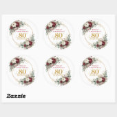 Goud Blush Bourgondië 80e Verjaardag Stickers (Vel)
