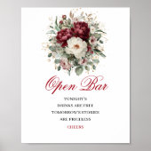 Goud Blush Bourgondië Open Bar Trouwposter Poster (Voorkant)