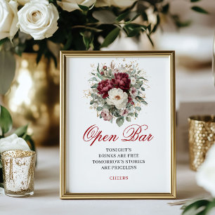 Goud Blush Bourgondië Open Bar Trouwposter Poster