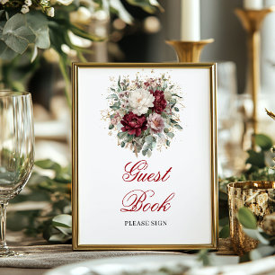 Goud Blush Burgundy Gastboek 8x10 Bord Poster