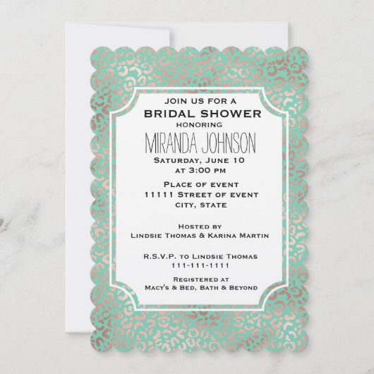 Goud Blush Mint Leopard Print Vrijgezellenfeest Kaart (Voorkant)