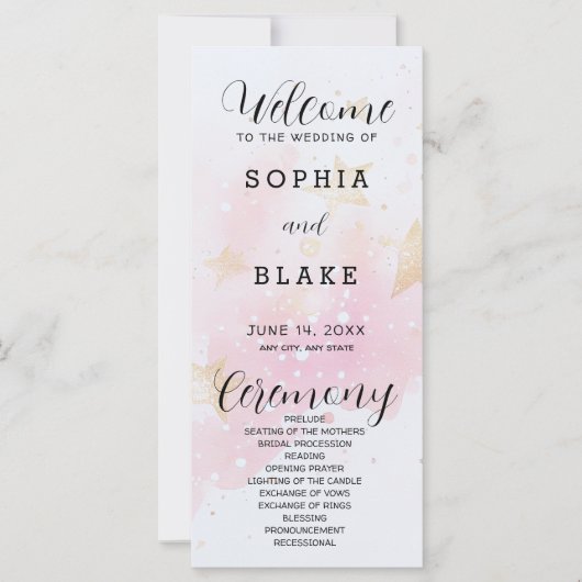 Goud, Blush & Off White Stars trouwprogramma (Voorkant)