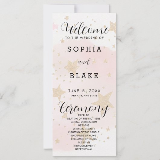 Goud, Blush & Off White Stars trouwprogramma (Voorkant)