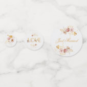 Goud & Blush Pioen Bloemen Bruiloft Confetti (Achterkanten)