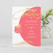 Goud # Blush Rood Dat is Amore Vrijgezellenfeest P Kaart (Staand voorkant)