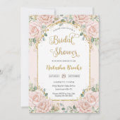  Goud Blush Roze Bloemen Vrijgezellenfeest QR Kaart (Voorkant)