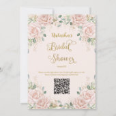  Goud Blush Roze Bloemen Vrijgezellenfeest QR Kaart (Achterkant)