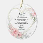Goud Blush Roze Bloemenhart Moeder van de bruidego Keramisch Ornament (Links)