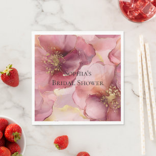 Goud Blush Roze Bourgondië Bloemig Servet
