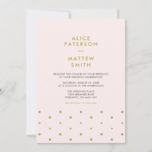 Goud & Blush Roze   Chic Moderne Trouw Uitnodiging