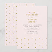 Goud & Blush Roze | Chic Moderne Trouw Uitnodiging (Voorkant / Achterkant)