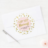 Goud Blush Roze Confetti Sip Hooray Ronde Sticker (Envelop)