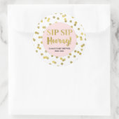 Goud Blush Roze Confetti Sip Hooray Ronde Sticker (Tas)
