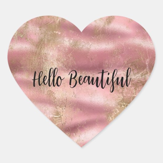 Goud Blush Roze Glamour Hart Sticker (Voorkant)