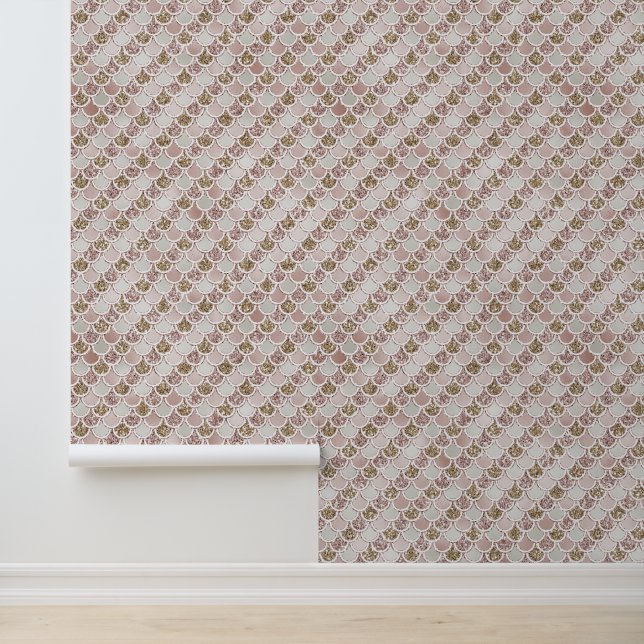 Goud Blush Roze Glitter Zeemeermin Behang (Applicatie)