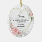 Goud Blush Roze Hart Geometrische peetouders Keramisch Ornament (Rechts)