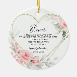 Goud Blush Roze Hart Geometrische peetouders Keramisch Ornament