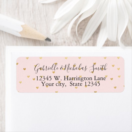 Goud Blush Roze Kleine Harten Etiket (Insitu)