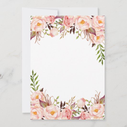 Goud Blush Roze Pioen Verlovingsfeest Uitnodiginge Kaart (Achterkant)