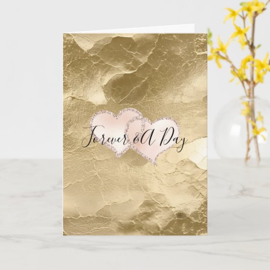 Goud Blush Roze Voor eeuwig Bruiloft Kaart (Gele Bloem)