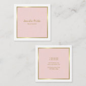 Goud Blush Roze Wit Elegant Modern Sjabloon Vierkante Visitekaartje (Voorkant / Achterkant)