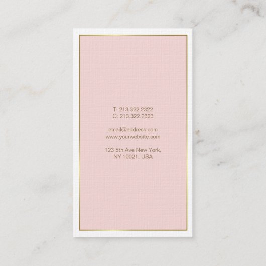 Goud Blush Roze Wit Modern Elegant Trendy Luxe Visitekaartje (Achterkant)