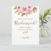 Goud Blush Roze word je mijn Bridesmaid? Kaart (Staand voorkant)