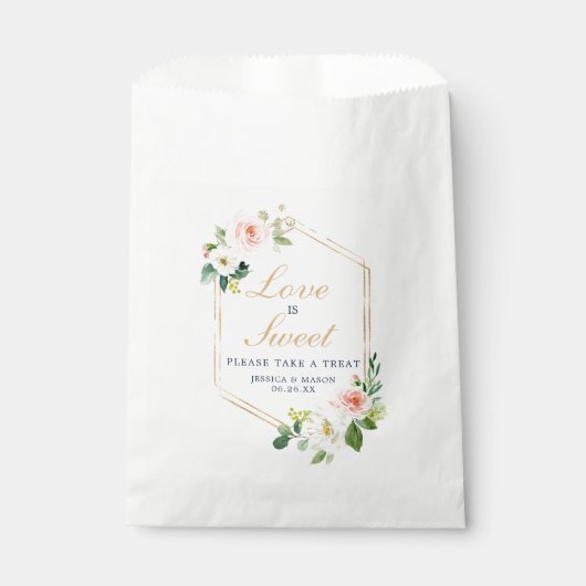 Goud Blush Wedding Favor Bag Love is Zoet Bedankzakje (Voorkant)