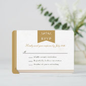 Goud Boek Hoesje Thema Bruiloft RSVP Kaart (Staand voorkant)