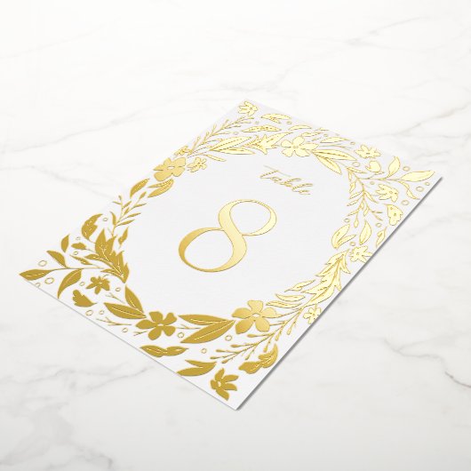 Goud Boho florale grens Tuinetabelnummers Folie Uitnodiging (Gedraaid)