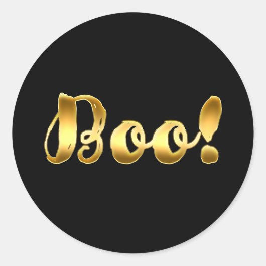 Goud BOO! Modern Script Halloween Feest Favoriet Ronde Sticker (Voorkant)