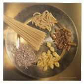 Goud Bord met deegwaren en tarwekorrels Tegeltje (Voorkant)