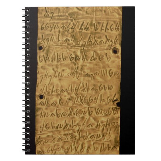 Goud bord met inscriptie van de Fenicus, van Santa Notitieboek (Voorkant)