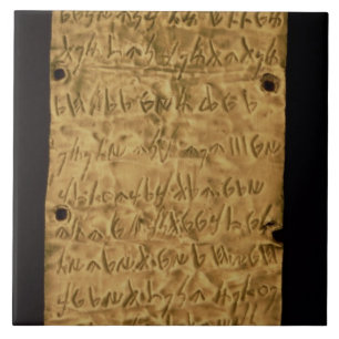 Goud bord met inscriptie van de Fenicus, van Santa Tegeltje