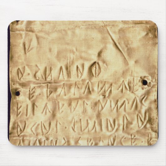 Goud bord met "kort" Etruscan-inscriptie, van Muismat (Voorkant)
