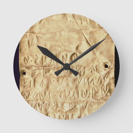 Goud bord met "kort" Etruscan-inscriptie, van Ronde Klok (Voorkant)