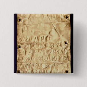 Goud bord met "kort" Etruscan-inscriptie, van Vierkante Button 5,1 Cm