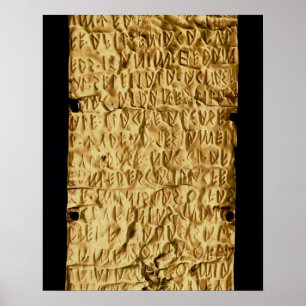 Goud bord met "langdurig" Etruscan-opschrift voor Poster