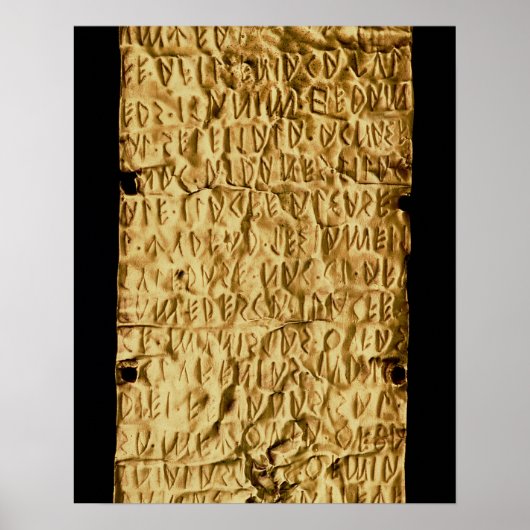Goud bord met "langdurig" Etruscan-opschrift voor Poster (Voorkant)