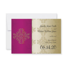 Goud Bordeaux Damask Posh Bruiloft Save the Date