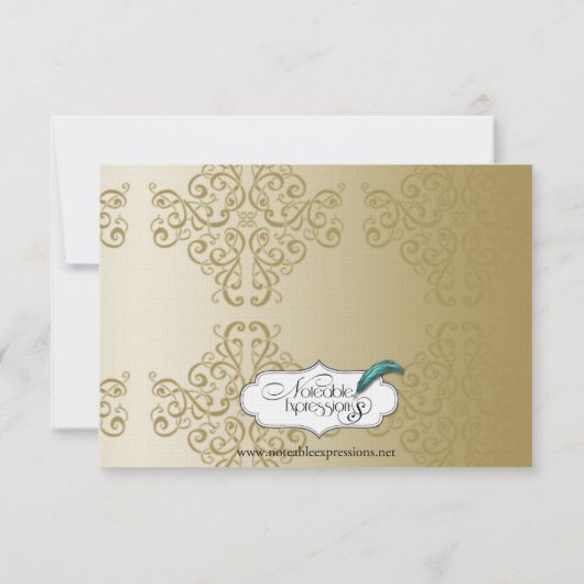 Goud Bordeaux Damask Posh Bruiloft Save the Date (Achterkant)