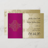 Goud Bordeaux Damask Posh Bruiloft Save the Date (Voorkant / Achterkant)