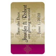 Goud Bordeaux Damask Posh Bruiloft Save the Date