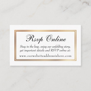 Goud Borded Wit RSVP Online Insert Kaarten