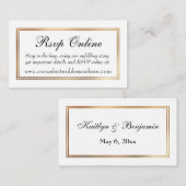 Goud Borded Wit RSVP Online Insert Kaarten (Voorkant / Achterkant)