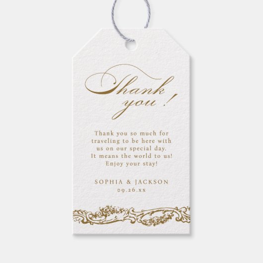 Goud Border Classic Script Bedankt Cadeaulabel (Voorkant)