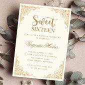 Goud Border Cream Sweet Sixteen 16 Verjaardag Kaart