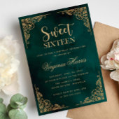 Goud Border Groen Zoet Zestien 16 Verjaardag Kaart