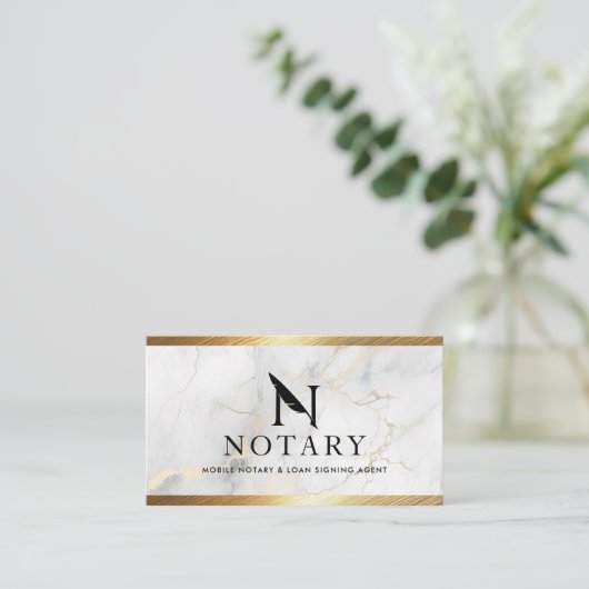 Goud border marmer van de notaris-ondertekenaar visitekaartje (Staand voorkant)