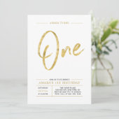 Goud | Borstel belettering een 1e verjaardagsfeest Kaart (Staand voorkant)